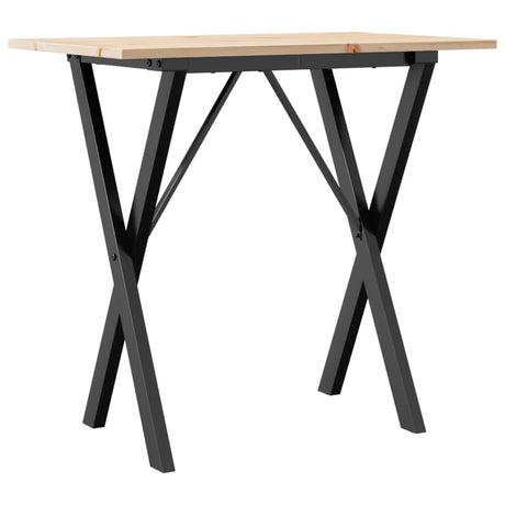 Vidaxl eettafel x-frame 80x50x75 cm massief grenenhout en staal