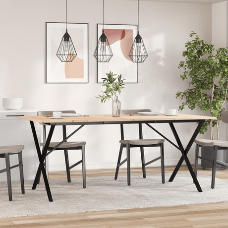 Vidaxl eettafel x-frame 180x90x75 cm massief grenenhout en staal