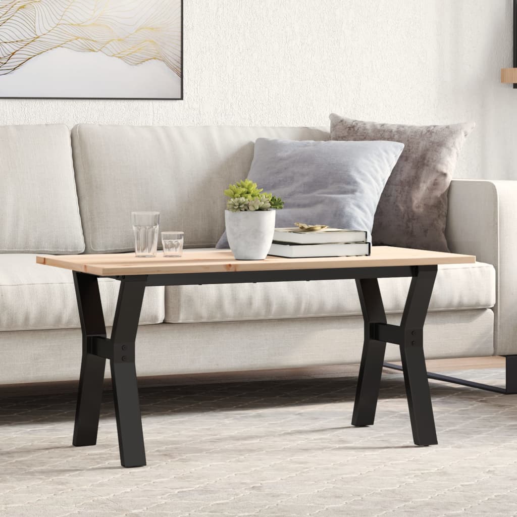 Vidaxl salontafel y-frame 100x50x45 cm massief grenenhout en staal