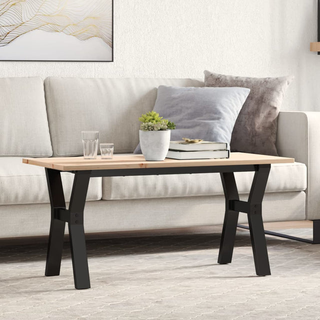 Vidaxl salontafel y-frame 100x50x45 cm massief grenenhout en staal
