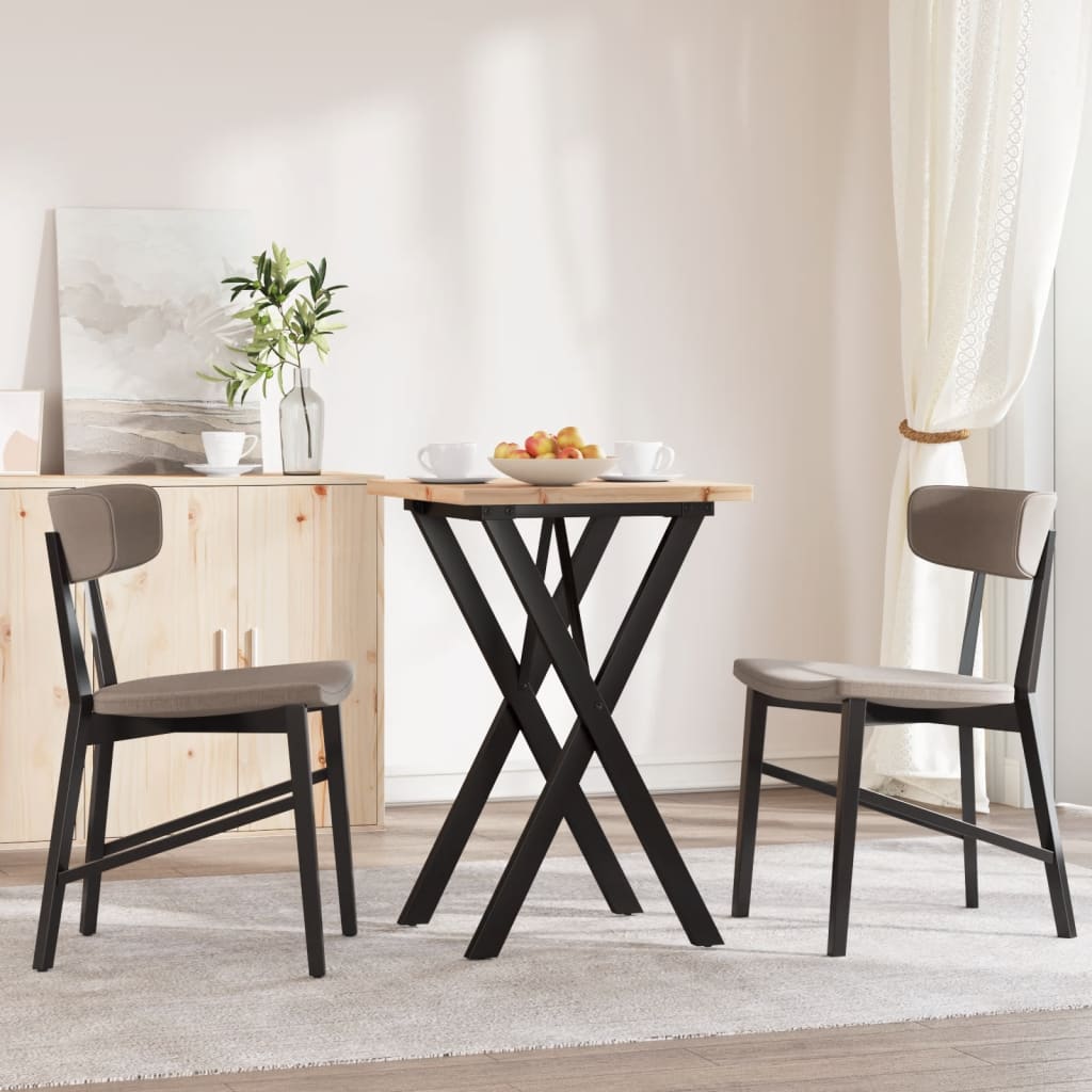 Vidaxl eettafel x-frame 50x50x75,5 cm massief grenenhout en staal