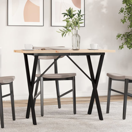 Vidaxl eettafel x-frame 100x50x75,5 cm massief grenenhout en staal