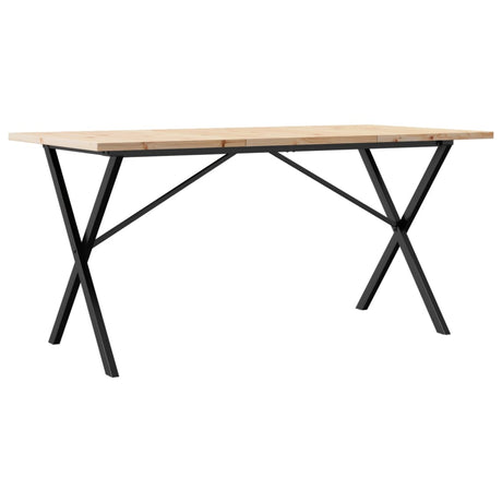 Vidaxl eettafel x-frame 160x80x75,5 cm massief grenenhout en staal