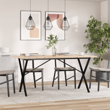 Vidaxl eettafel x-frame 160x80x75,5 cm massief grenenhout en staal