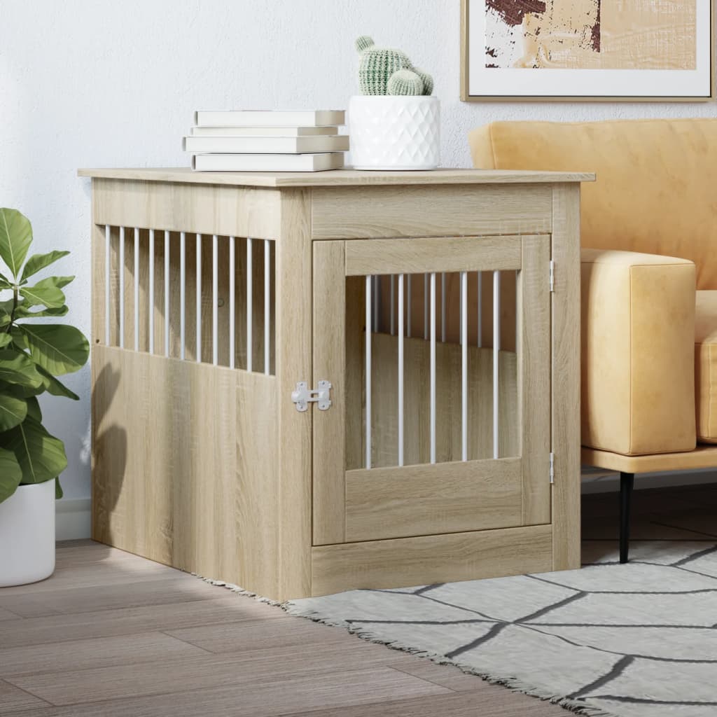 Vidaxxl Hundebox 64,5 x 80 x 71 cm, Holzwerkstoff Sonoma-Eiche farbig