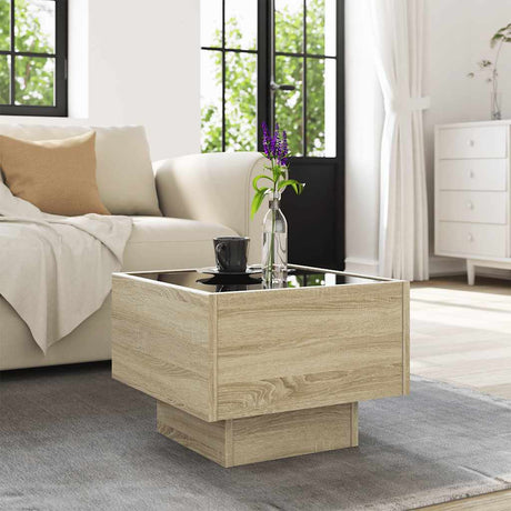 Vidaxl bijzettafel met led 40x40x30 cm bewerkt hout sonoma eikenkleur