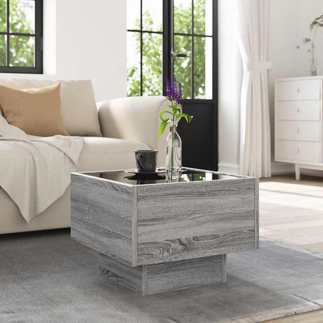 Vidaxl bijzettafel met led 40x40x30 cm bewerkt hout grijs sonoma eiken