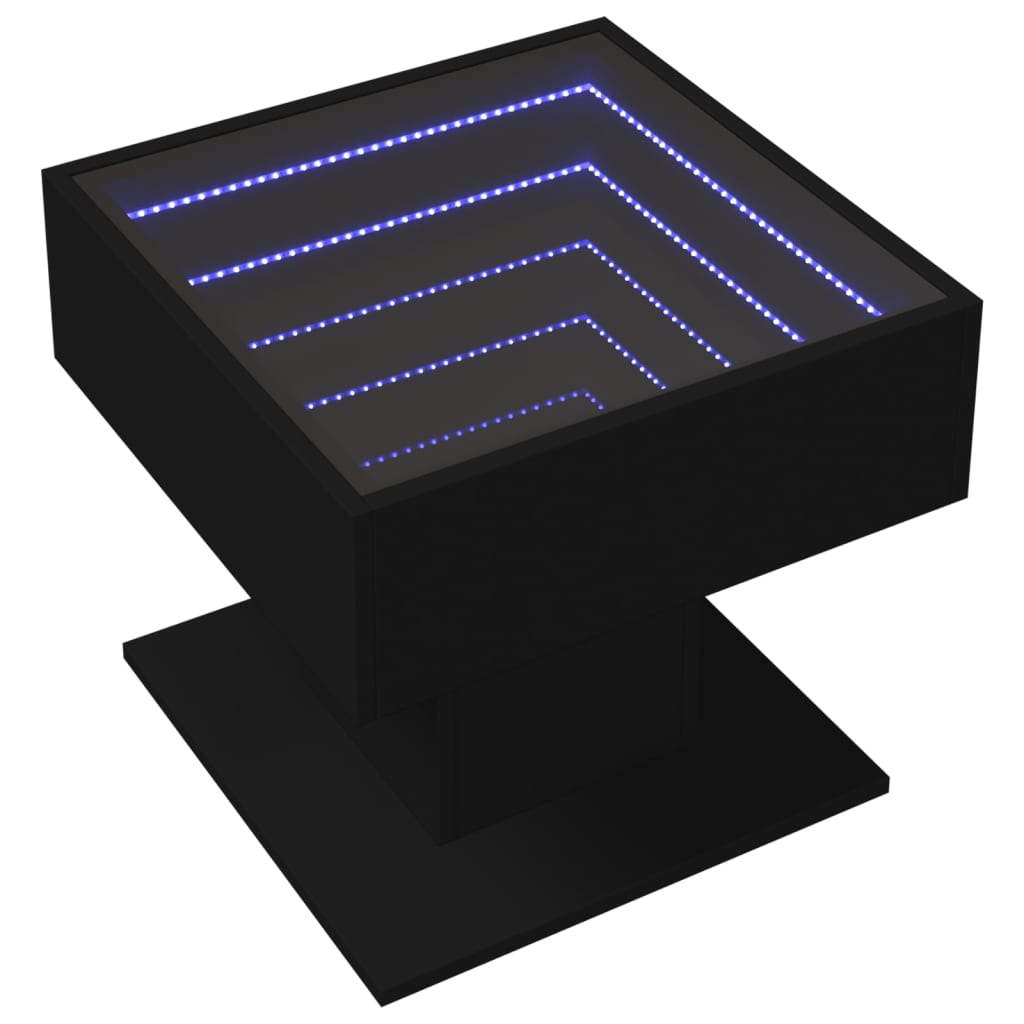 Vidaxl salontafel met led 50x50x45 cm bewerkt hout zwart