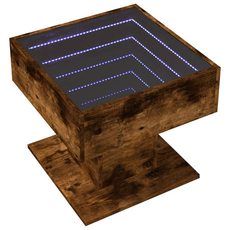 Vidaxl salontafel met led 50x50x45 cm bewerkt hout gerookt eikenkleur