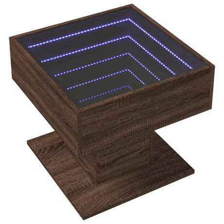 Vidaxl salontafel met led 50x50x45 cm bewerkt hout bruin eikenkleurig