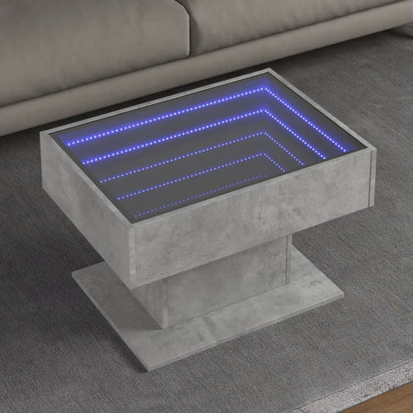 Vidaxl salontafel met led 70x50x45 cm bewerkt hout betongrijs