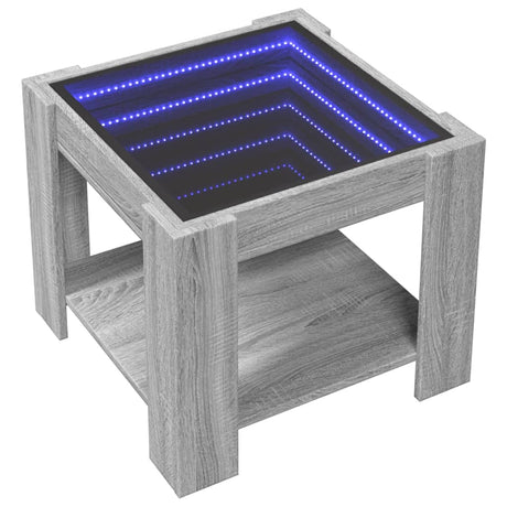 Vidaxl salontafel met led 53x53x45 cm bewerkt hout grijs sonoma eiken