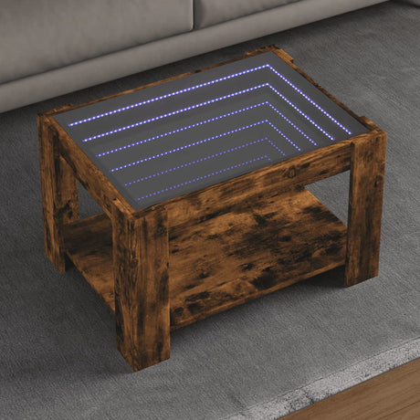 Vidaxl salontafel met led 73x53x45 cm bewerkt hout gerookt eikenkleur