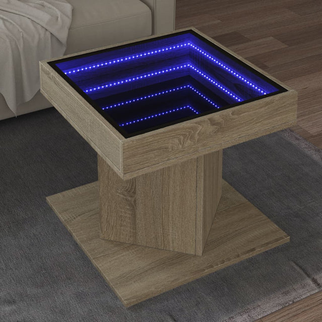 Vidaxl salontafel met led 50x50x45 cm bewerkt hout sonoma eikenkleurig