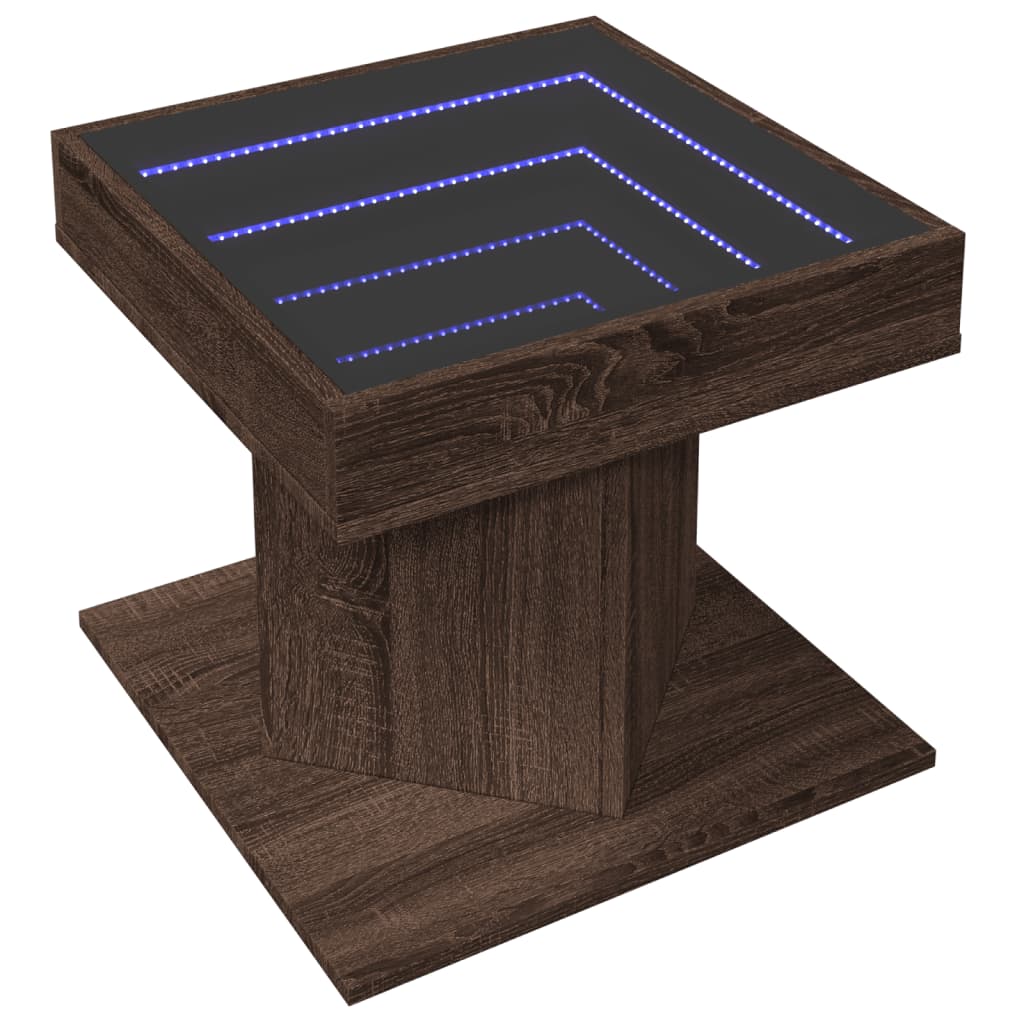 Vidaxl salontafel met led 50x50x45 cm bewerkt hout bruin eikenkleurig