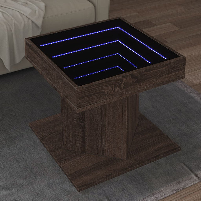 Vidaxl salontafel met led 50x50x45 cm bewerkt hout bruin eikenkleurig