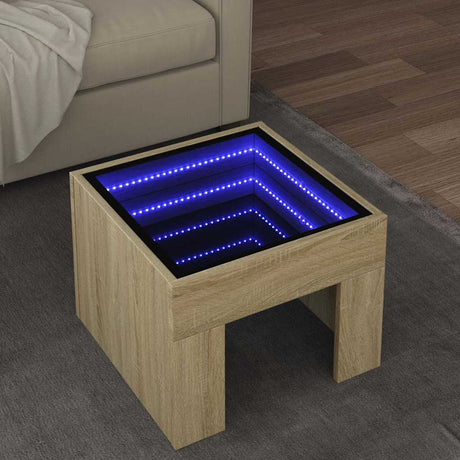 Vidaxl salontafel met infinity led 40x40x30 cm sonoma eikenkleurig