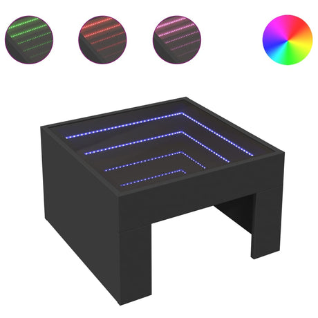 Vidaxl salontafel met infinity led 50x50x30 cm zwart