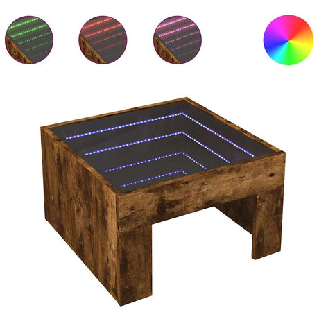 Vidaxl salontafel met infinity led 50x50x30 cm gerookt eikenkleurig