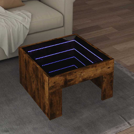 Vidaxl salontafel met infinity led 50x50x30 cm gerookt eikenkleurig