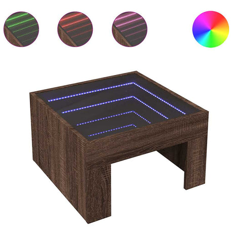 Vidaxl salontafel met infinity led 50x50x30 cm bruin eikenkleurig