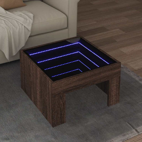 Vidaxl salontafel met infinity led 50x50x30 cm bruin eikenkleurig