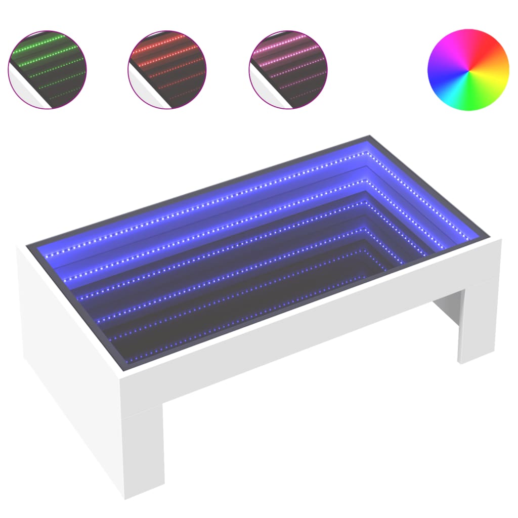 Vidaxl salontafel met infinity led 90x50x30 cm wit