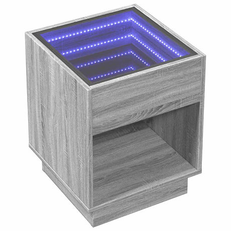 Vidaxl salontafel met infinity led 40x40x50 cm grijs sonoma eikenkleur