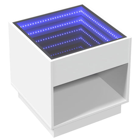 Vidaxl salontafel met infinity led 50x50x50 cm wit