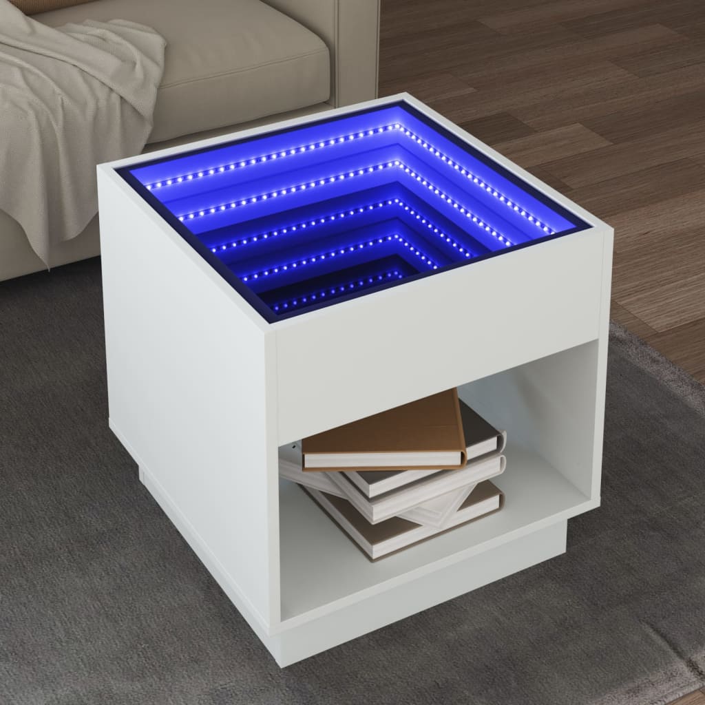 Vidaxl salontafel met infinity led 50x50x50 cm wit