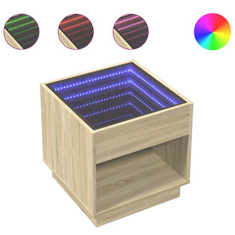 Vidaxl salontafel met infinity led 50x50x50 cm sonoma eikenkleurig