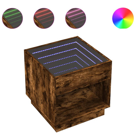Vidaxl salontafel met infinity led 50x50x50 cm gerookt eikenkleurig