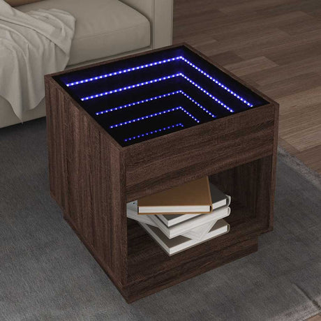 Vidaxl salontafel met infinity led 50x50x50 cm bruin eikenkleurig