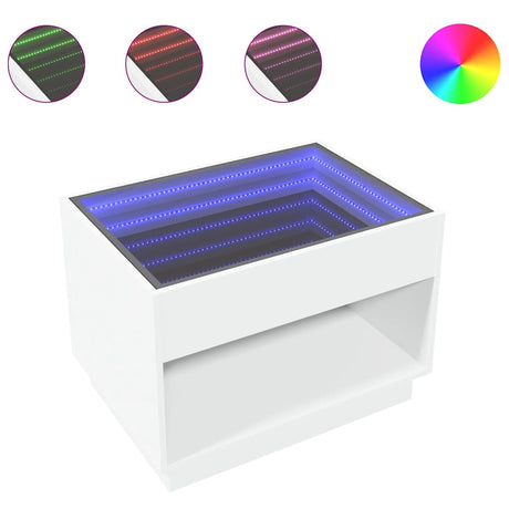 Vidaxl salontafel met infinity led 70x50x50 cm wit