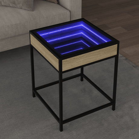Vidaxl salontafel met infinity led 40x40x51 cm sonoma eikenkleurig