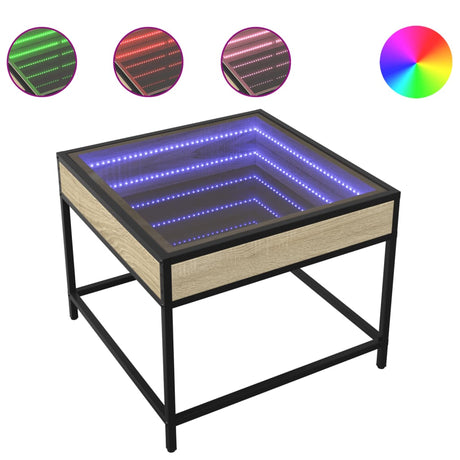 Vidaxl salontafel met infinity led 50x50x41 cm sonoma eikenkleurig