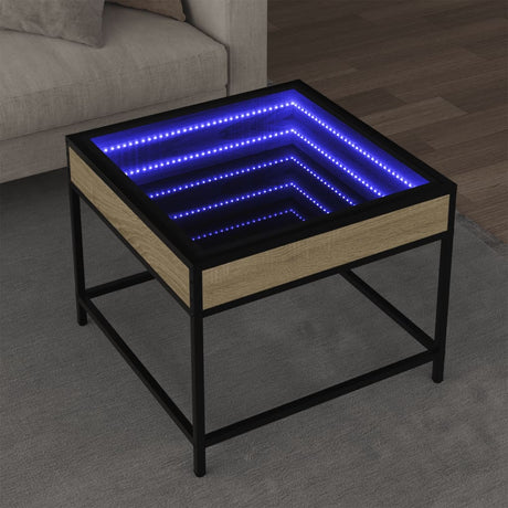 Vidaxl salontafel met infinity led 50x50x41 cm sonoma eikenkleurig
