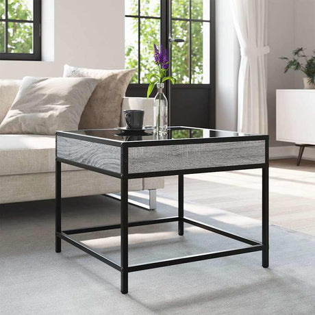 Vidaxl salontafel met infinity led 50x50x41 cm grijs sonoma eikenkleur