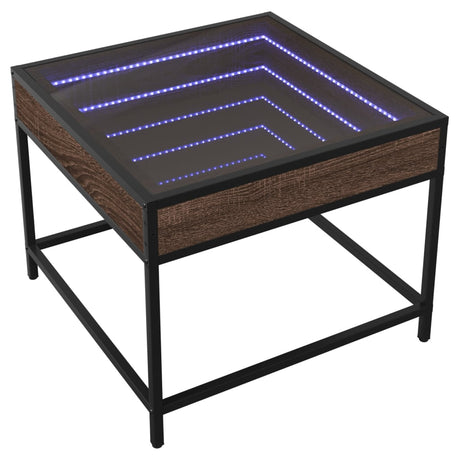 Vidaxl salontafel met infinity led 50x50x41 cm bruin eikenkleurig
