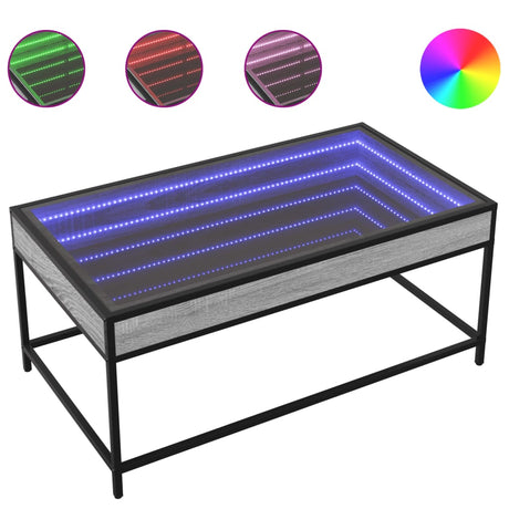 Vidaxl salontafel met infinity led 90x50x41 cm grijs sonoma eikenkleur