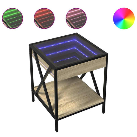 Vidaxl salontafel met infinity led 40x40x49 cm sonoma eikenkleurig