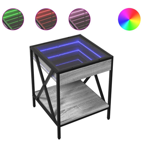 Vidaxl salontafel met infinity led 40x40x49 cm grijs sonoma eikenkleur
