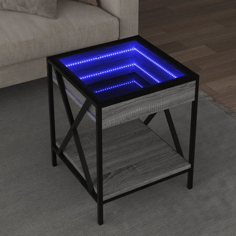 Vidaxl salontafel met infinity led 40x40x49 cm grijs sonoma eikenkleur