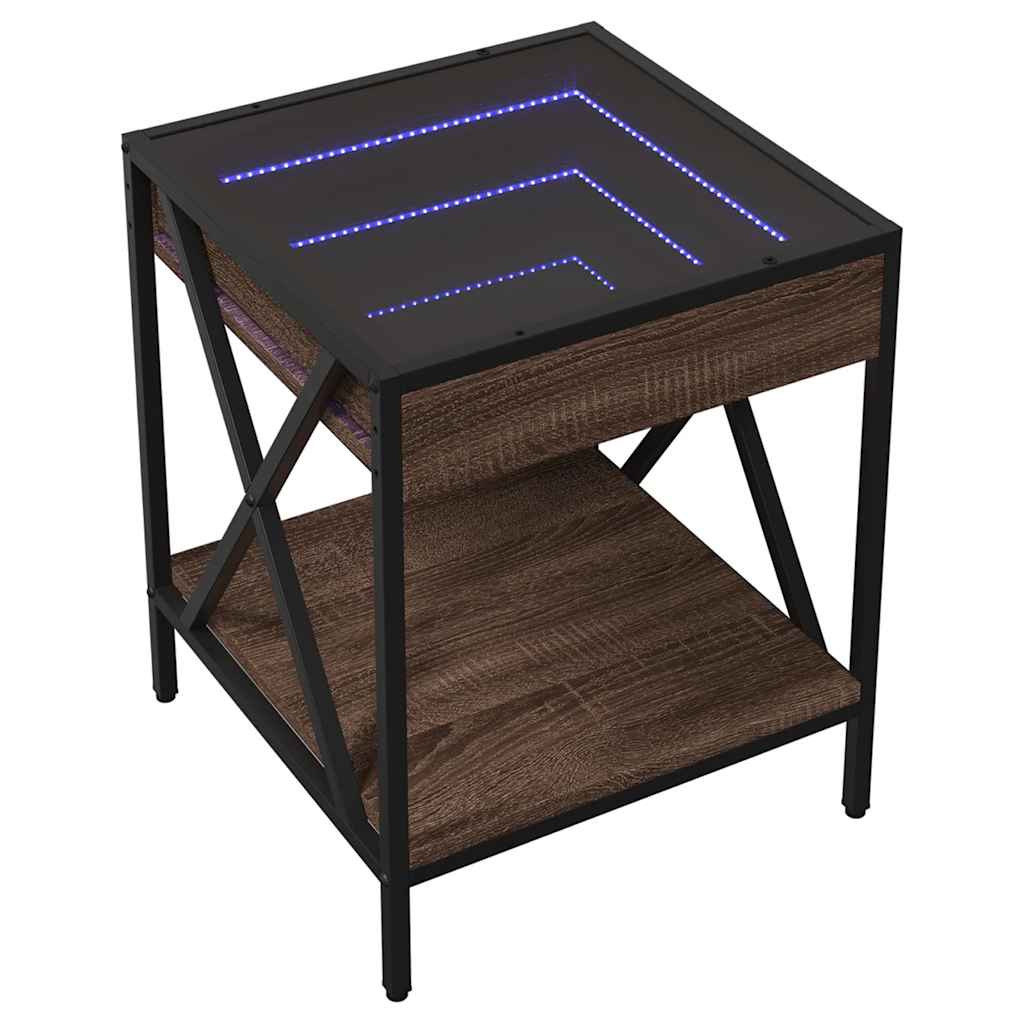 Vidaxl salontafel met infinity led 40x40x49 cm bruin eikenkleurig