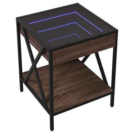 Vidaxl salontafel met infinity led 40x40x49 cm bruin eikenkleurig