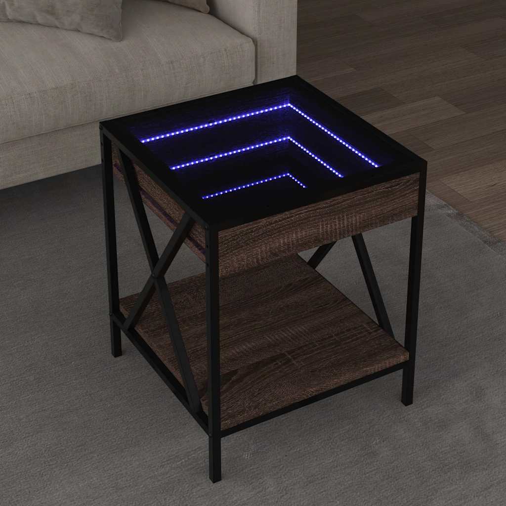 Vidaxl salontafel met infinity led 40x40x49 cm bruin eikenkleurig
