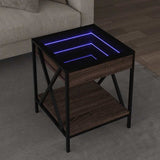 Vidaxl salontafel met infinity led 40x40x49 cm bruin eikenkleurig