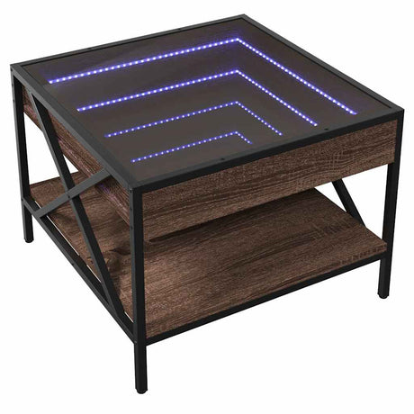 Vidaxl salontafel met infinity led 50x50x38 cm bruin eikenkleurig