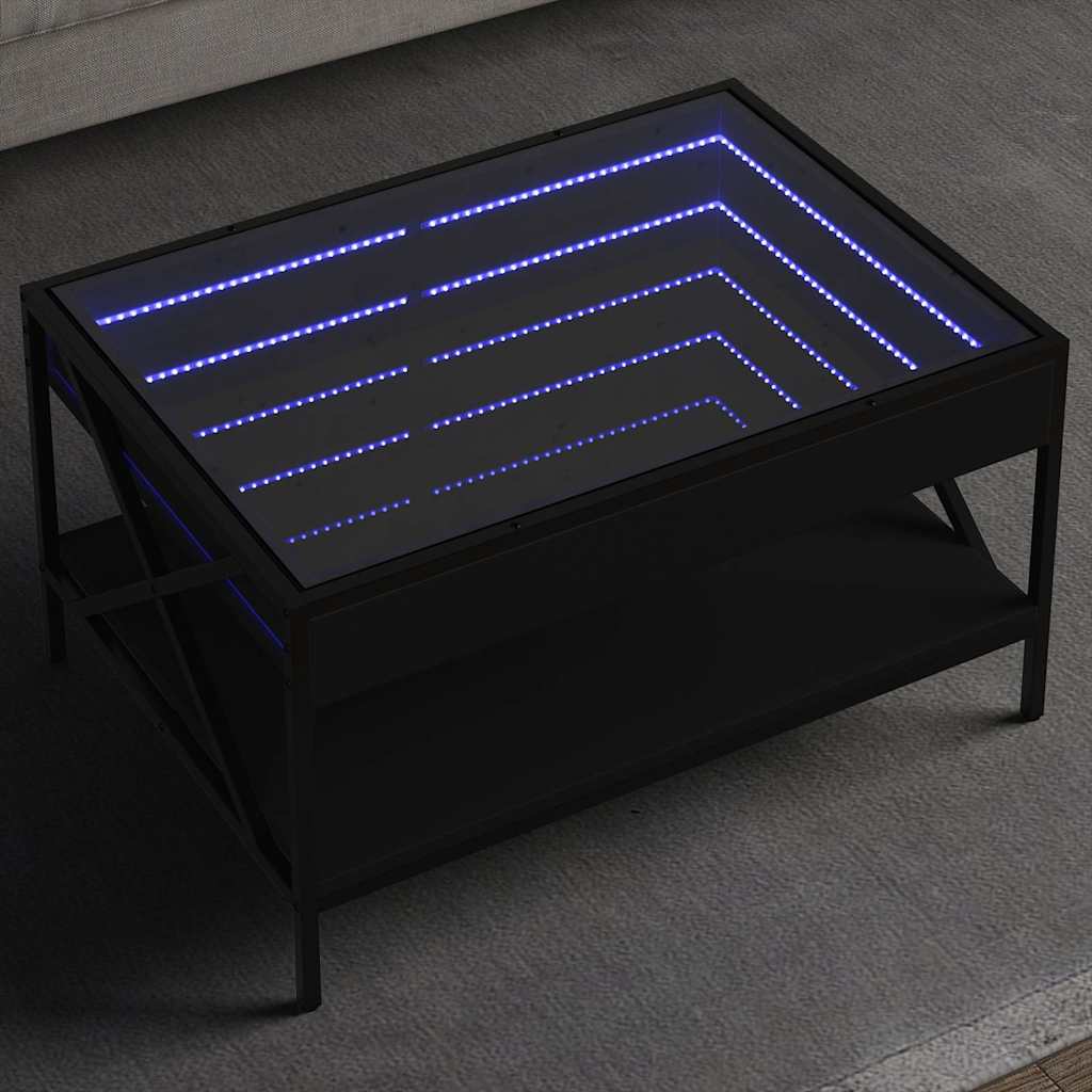 Vidaxl salontafel met infinity led 70x50x38 cm zwart