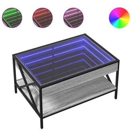 Vidaxl salontafel met infinity led 70x50x38 cm grijs sonoma eikenkleur